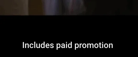 Sponsored video still with the Includes paid promotion disclosure banner across the bottom